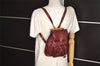Authentic GUCCI Bamboo Drawstring Backpack Purse Leather Bordeaux 7101J