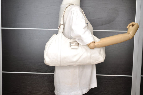 Authentic FENDI Vintage Shoulder Hand Bag Leather White 7103I
