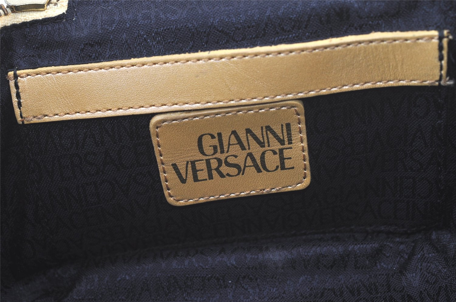 Authentic Gianni Versace Sunburst Vanity Hand Bag Purse Leather Yellow 7104K