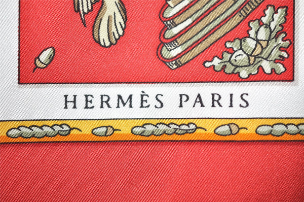 Authentic HERMES Carre 90 Scarf "Le Songe de Poliphile" Silk Red 7105J
