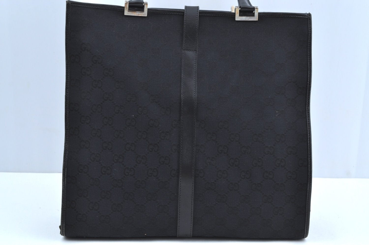 Authentic GUCCI Jackie Shoulder Tote Bag GG Canvas Leather 0021064 Black 7106H
