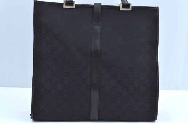 Authentic GUCCI Jackie Shoulder Tote Bag GG Canvas Leather 0021064 Black 7106H