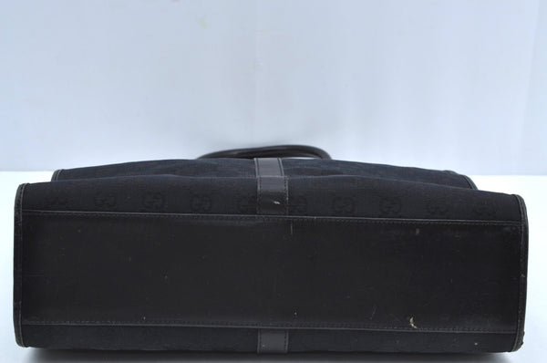 Authentic GUCCI Jackie Shoulder Tote Bag GG Canvas Leather 0021064 Black 7106H