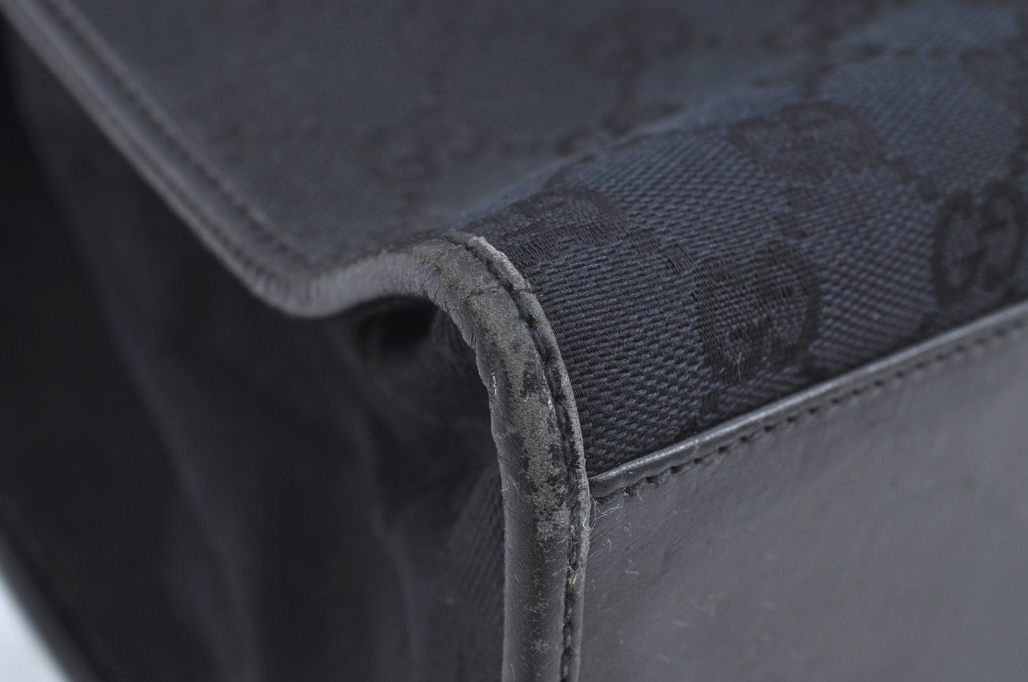 Authentic GUCCI Jackie Shoulder Tote Bag GG Canvas Leather 0021064 Black 7106H