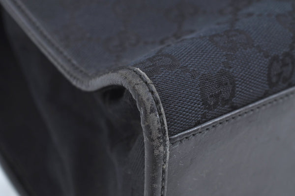 Authentic GUCCI Jackie Shoulder Tote Bag GG Canvas Leather 0021064 Black 7106H