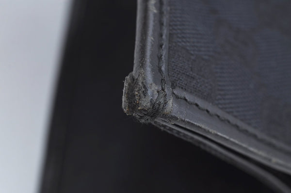 Authentic GUCCI Jackie Shoulder Tote Bag GG Canvas Leather 0021064 Black 7106H