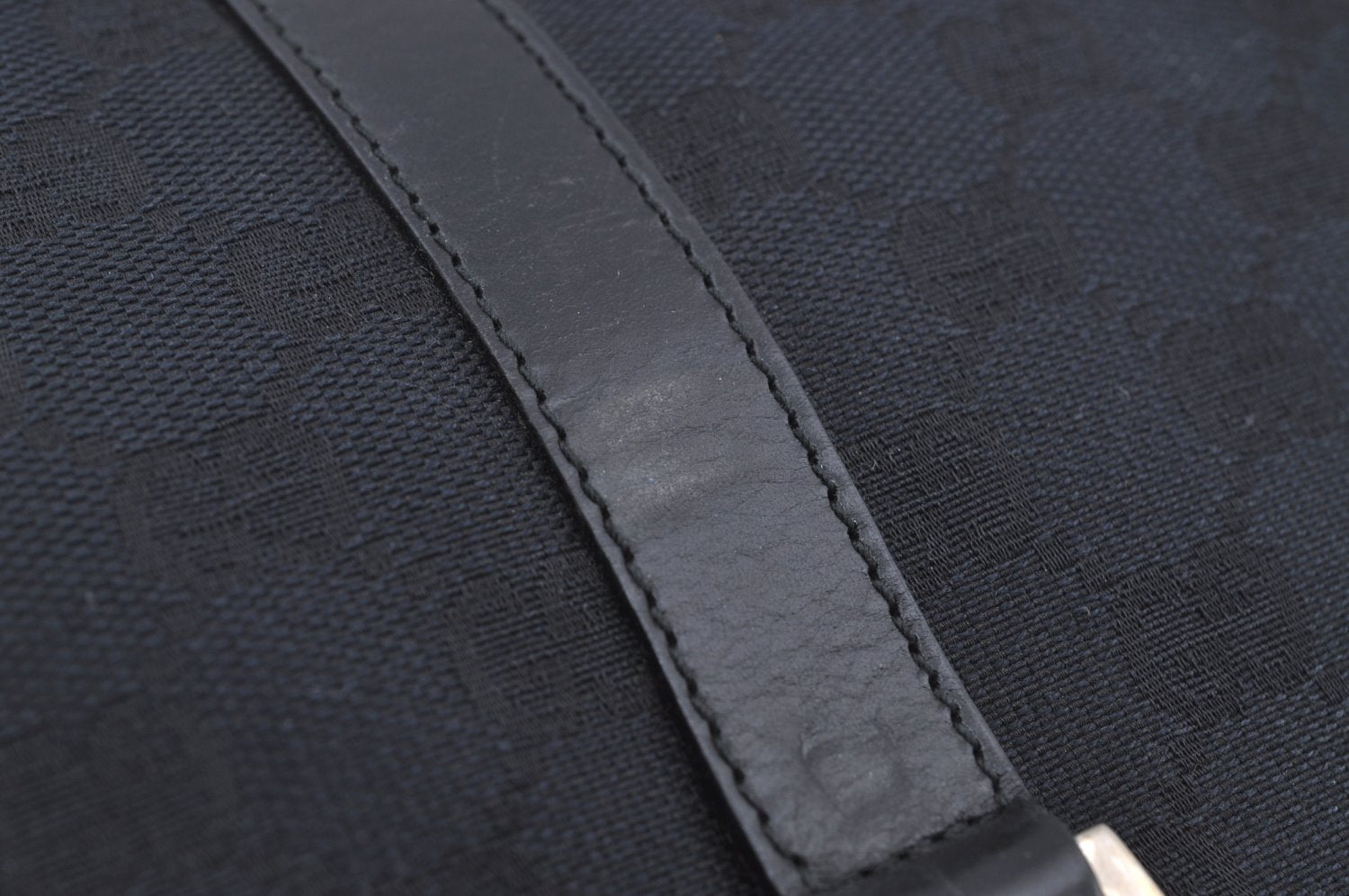 Authentic GUCCI Jackie Shoulder Tote Bag GG Canvas Leather 0021064 Black 7106H