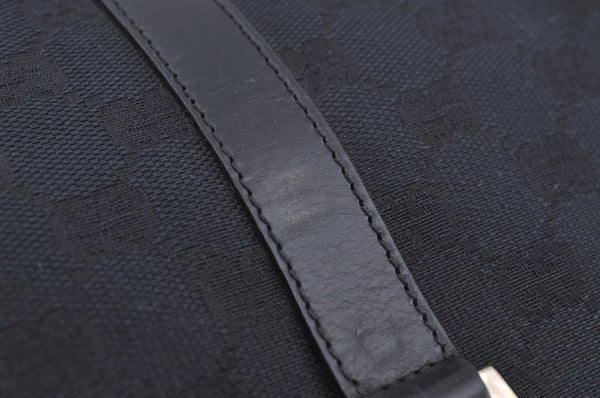 Authentic GUCCI Jackie Shoulder Tote Bag GG Canvas Leather 0021064 Black 7106H