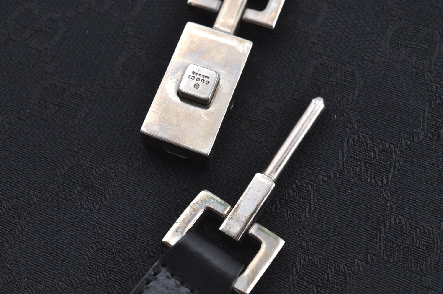 Authentic GUCCI Jackie Shoulder Tote Bag GG Canvas Leather 0021064 Black 7106H