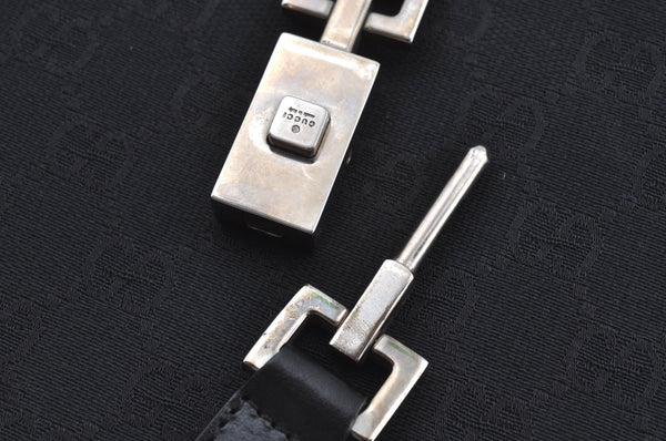 Authentic GUCCI Jackie Shoulder Tote Bag GG Canvas Leather 0021064 Black 7106H