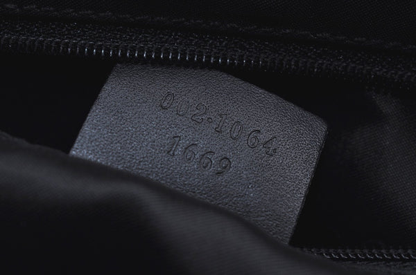 Authentic GUCCI Jackie Shoulder Tote Bag GG Canvas Leather 0021064 Black 7106H