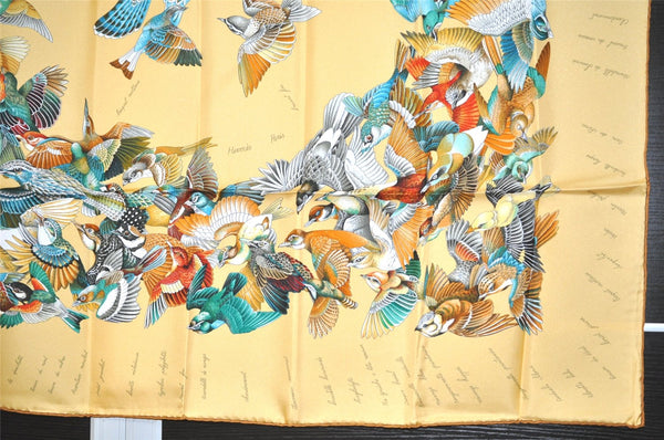 Authentic HERMES Carre 90 Scarf "L'intrus" Silk Brown Box 7107J