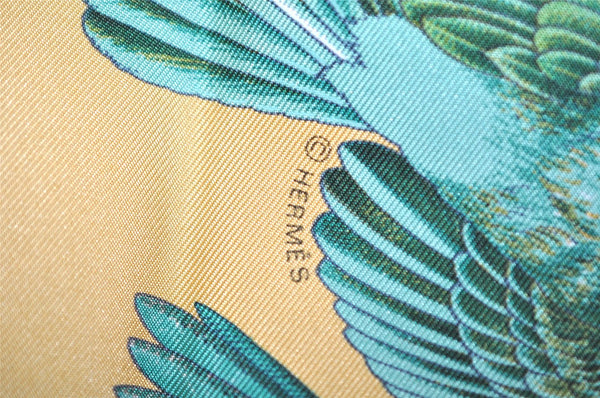 Authentic HERMES Carre 90 Scarf "L'intrus" Silk Brown Box 7107J