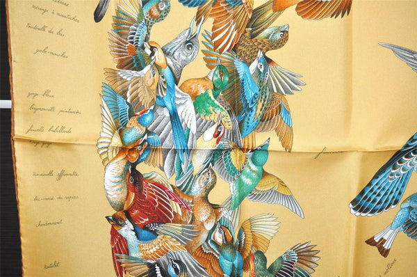 Authentic HERMES Carre 90 Scarf "L'intrus" Silk Brown Box 7107J