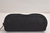 Authentic GUCCI Cosmetic Pouch Purse GG Canvas Leather 137377 Black 7109J