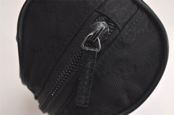 Authentic GUCCI Cosmetic Pouch Purse GG Canvas Leather 137377 Black 7109J