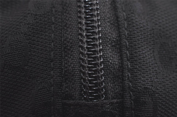 Authentic GUCCI Cosmetic Pouch Purse GG Canvas Leather 137377 Black 7109J