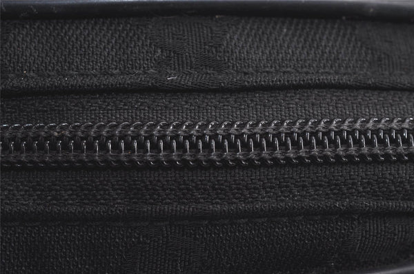 Authentic GUCCI Cosmetic Pouch Purse GG Canvas Leather 137377 Black 7109J