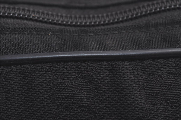 Authentic GUCCI Cosmetic Pouch Purse GG Canvas Leather 137377 Black 7109J