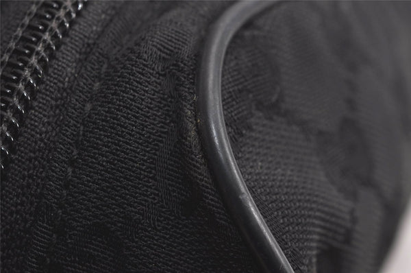 Authentic GUCCI Cosmetic Pouch Purse GG Canvas Leather 137377 Black 7109J