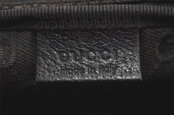 Authentic GUCCI Cosmetic Pouch Purse GG Canvas Leather 137377 Black 7109J