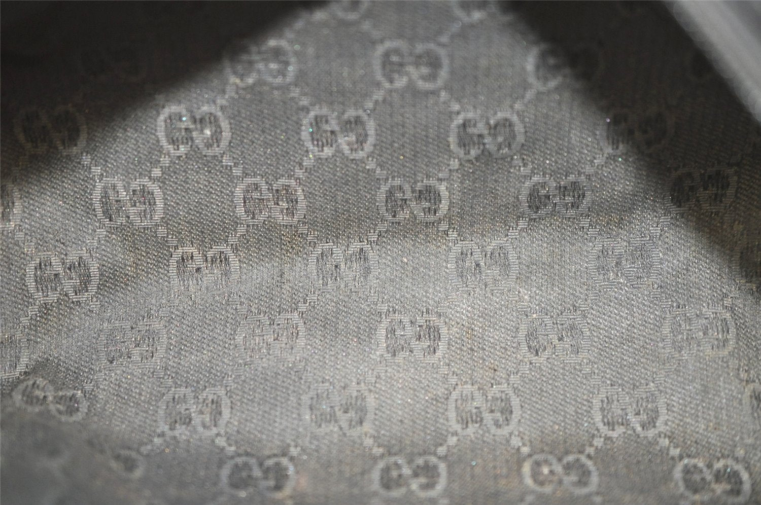 Authentic GUCCI Cosmetic Pouch Purse GG Canvas Leather 137377 Black 7109J