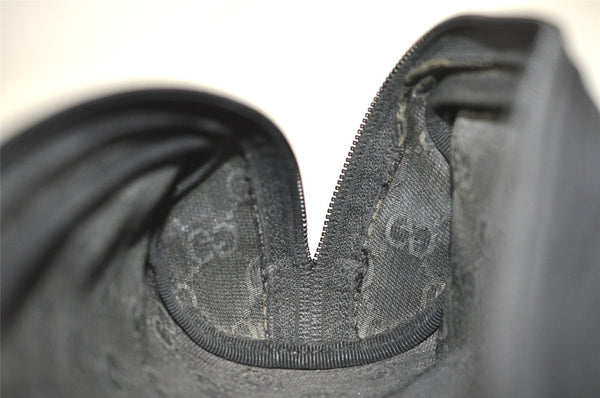 Authentic GUCCI Cosmetic Pouch Purse GG Canvas Leather 137377 Black 7109J