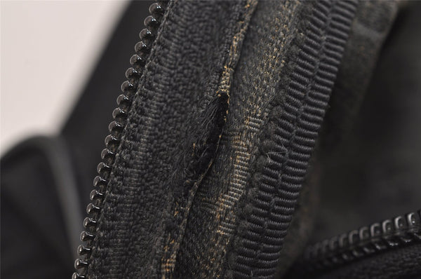 Authentic GUCCI Cosmetic Pouch Purse GG Canvas Leather 137377 Black 7109J