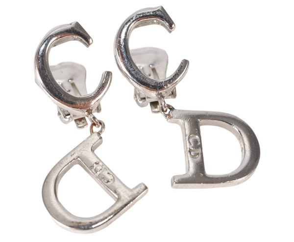 Authentic Christian Dior Vintage Earrings Silver Tone CD 7110K