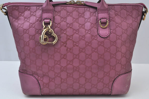 Authentic GUCCI Guccissima Heart Bit 2Way Tote Bag GG Leather 269957 Pink 7114I