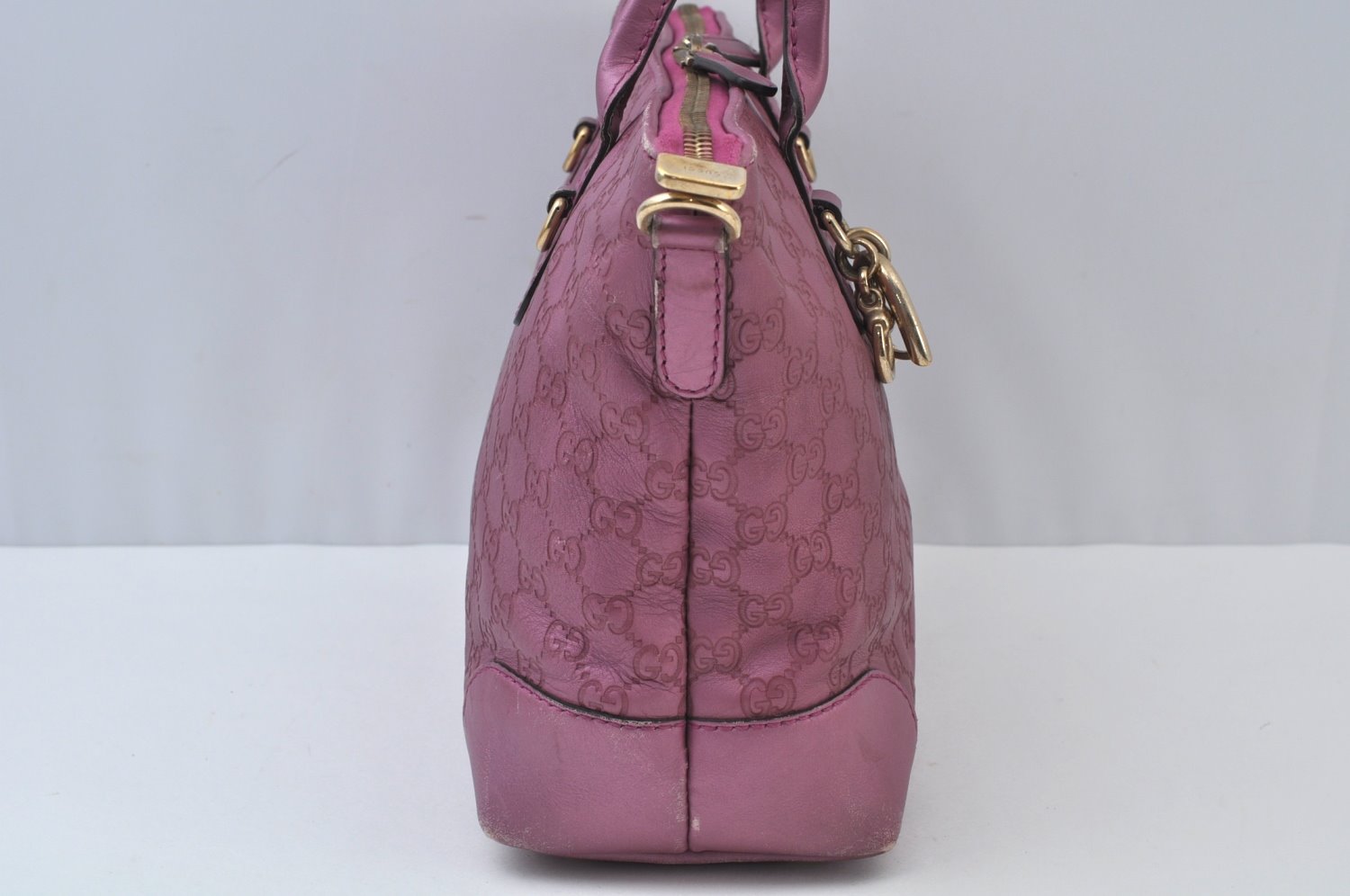 Authentic GUCCI Guccissima Heart Bit 2Way Tote Bag GG Leather 269957 Pink 7114I