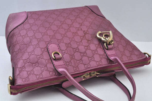 Authentic GUCCI Guccissima Heart Bit 2Way Tote Bag GG Leather 269957 Pink 7114I