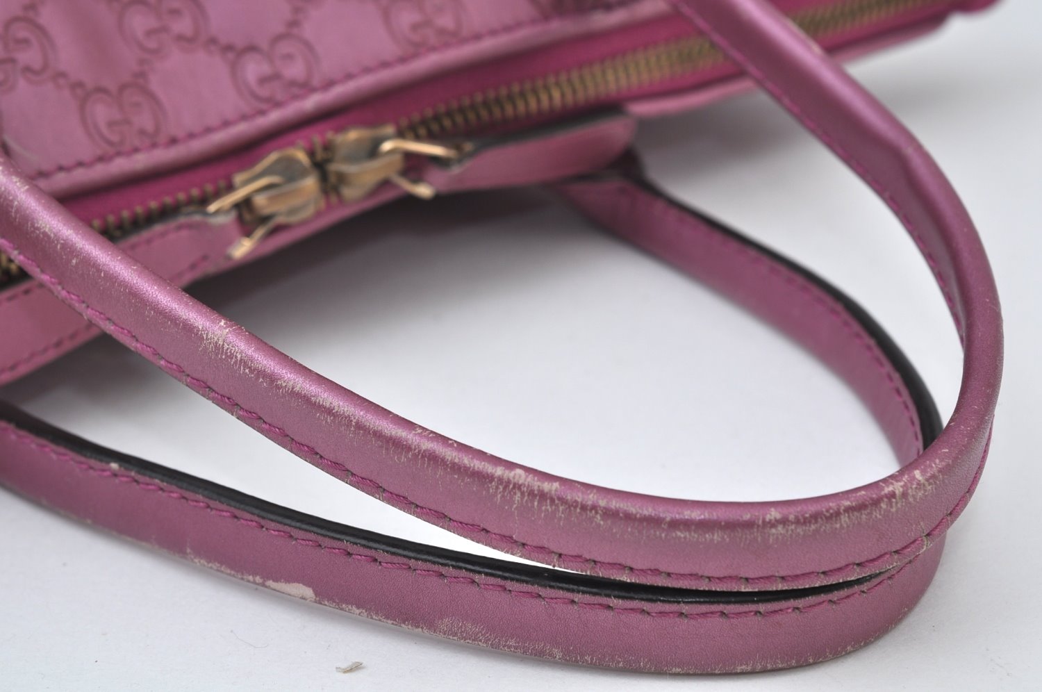 Authentic GUCCI Guccissima Heart Bit 2Way Tote Bag GG Leather 269957 Pink 7114I