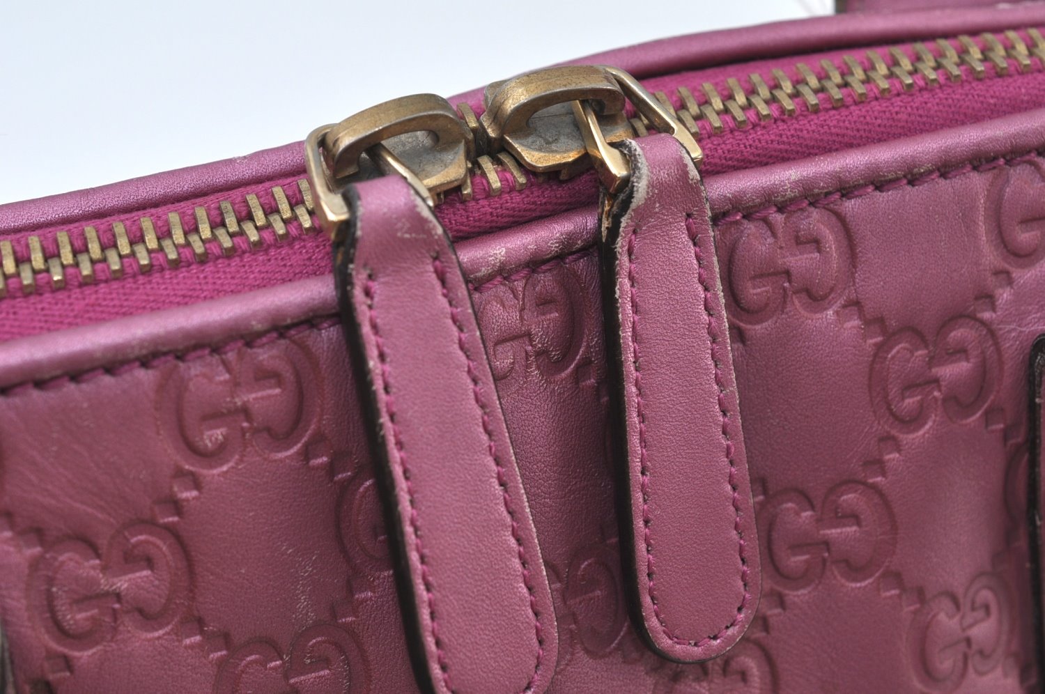 Authentic GUCCI Guccissima Heart Bit 2Way Tote Bag GG Leather 269957 Pink 7114I