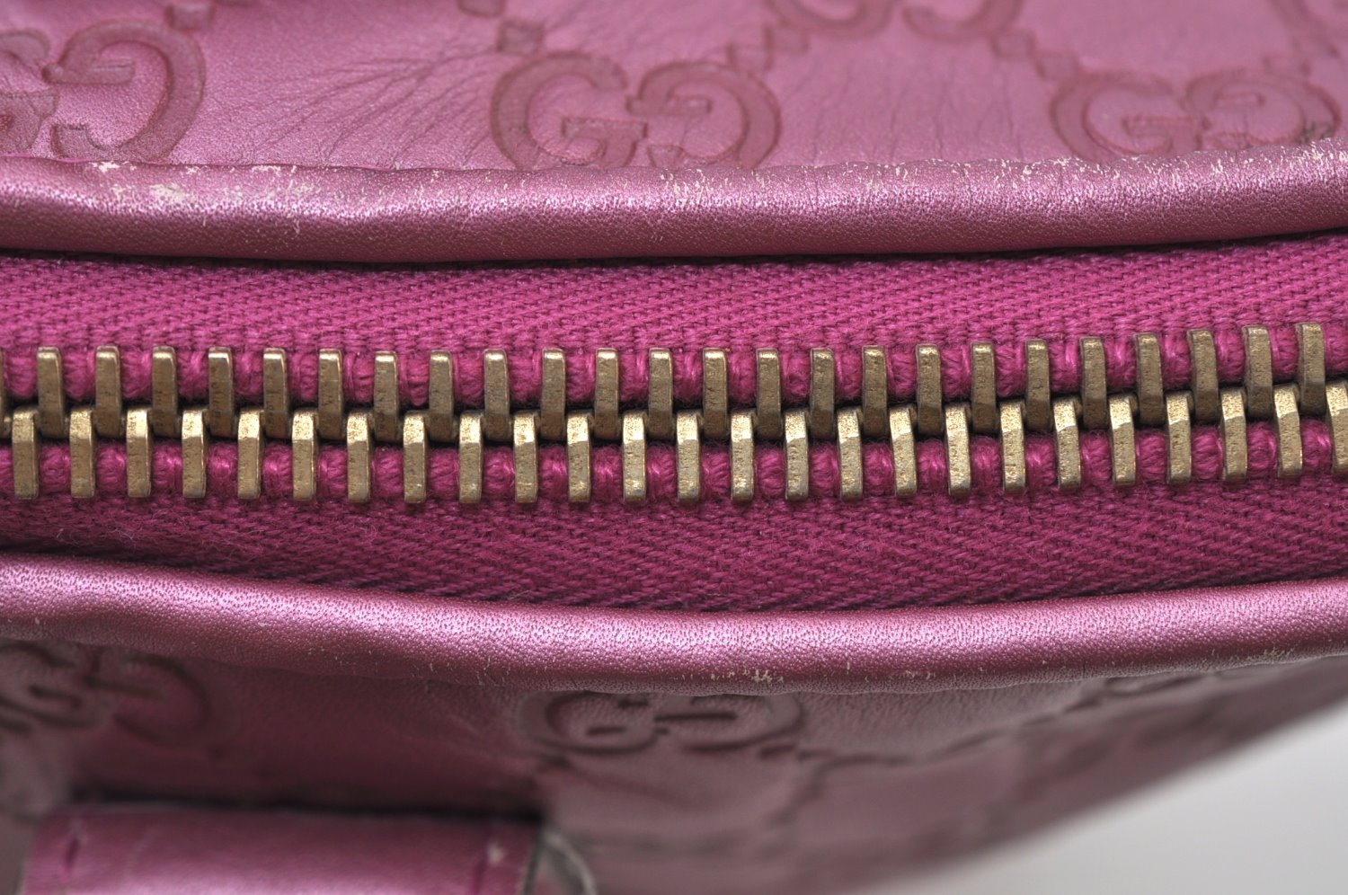 Authentic GUCCI Guccissima Heart Bit 2Way Tote Bag GG Leather 269957 Pink 7114I