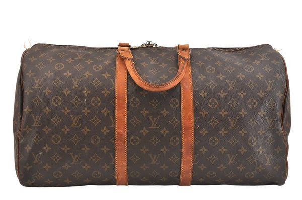 Authentic Louis Vuitton Monogram Keepall 55 Travel Boston Bag M41424 LV 7114K