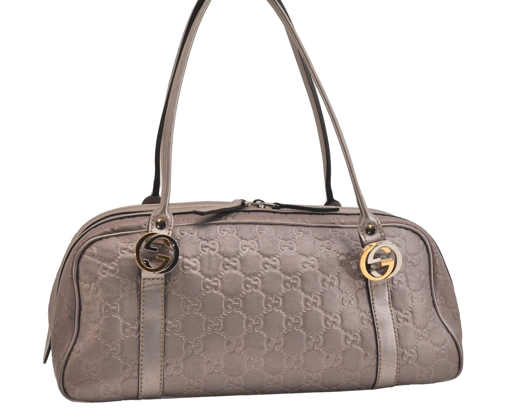 Authentic GUCCI Guccissima Twins GG Leather Hand Bag 232958 Purple 7119J