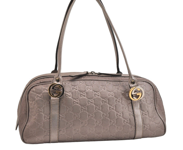 Authentic GUCCI Guccissima Twins GG Leather Hand Bag 232958 Purple 7119J