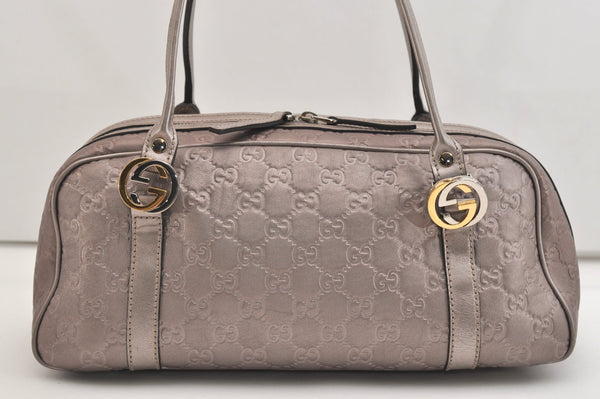 Authentic GUCCI Guccissima Twins GG Leather Hand Bag 232958 Purple 7119J