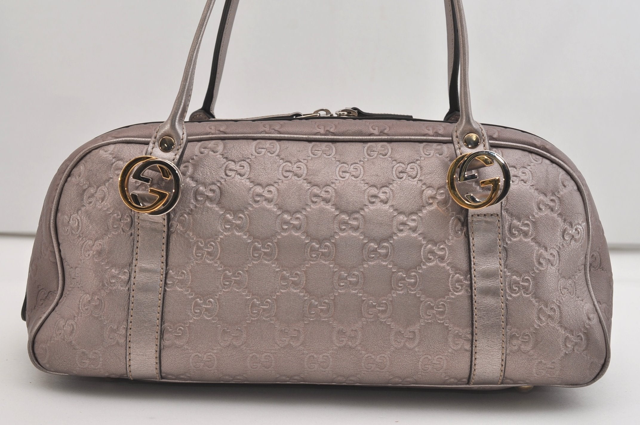 Authentic GUCCI Guccissima Twins GG Leather Hand Bag 232958 Purple 7119J