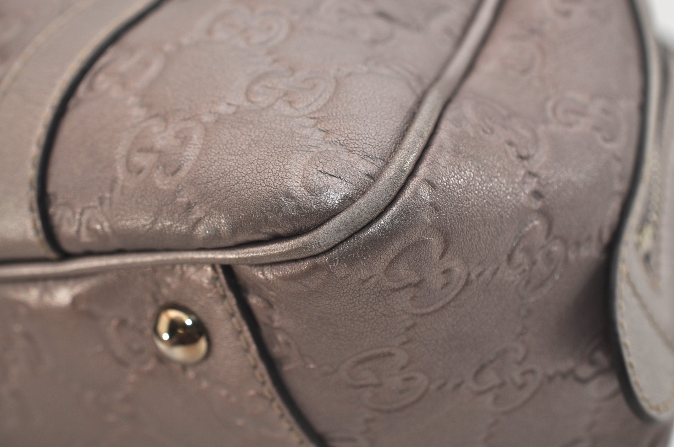 Authentic GUCCI Guccissima Twins GG Leather Hand Bag 232958 Purple 7119J