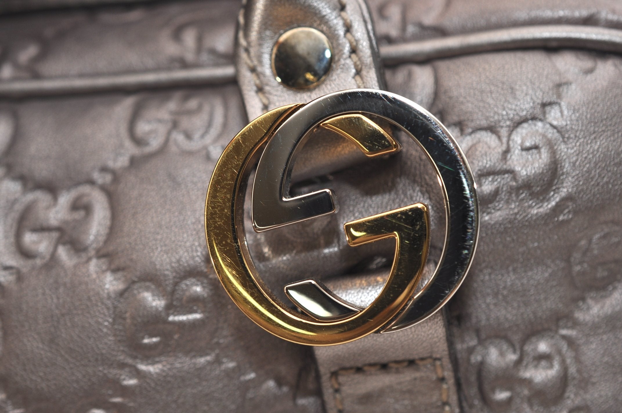 Authentic GUCCI Guccissima Twins GG Leather Hand Bag 232958 Purple 7119J