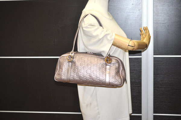 Authentic GUCCI Guccissima Twins GG Leather Hand Bag 232958 Purple 7119J