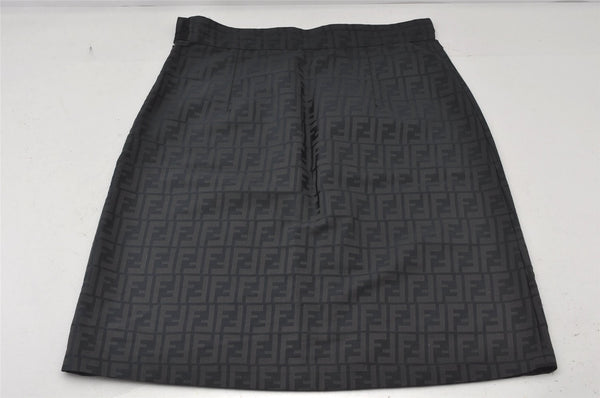 Authentic FENDI Vintage Zucca Skirt Nylon USA 8 Size 36 inch Navy Blue 7119K