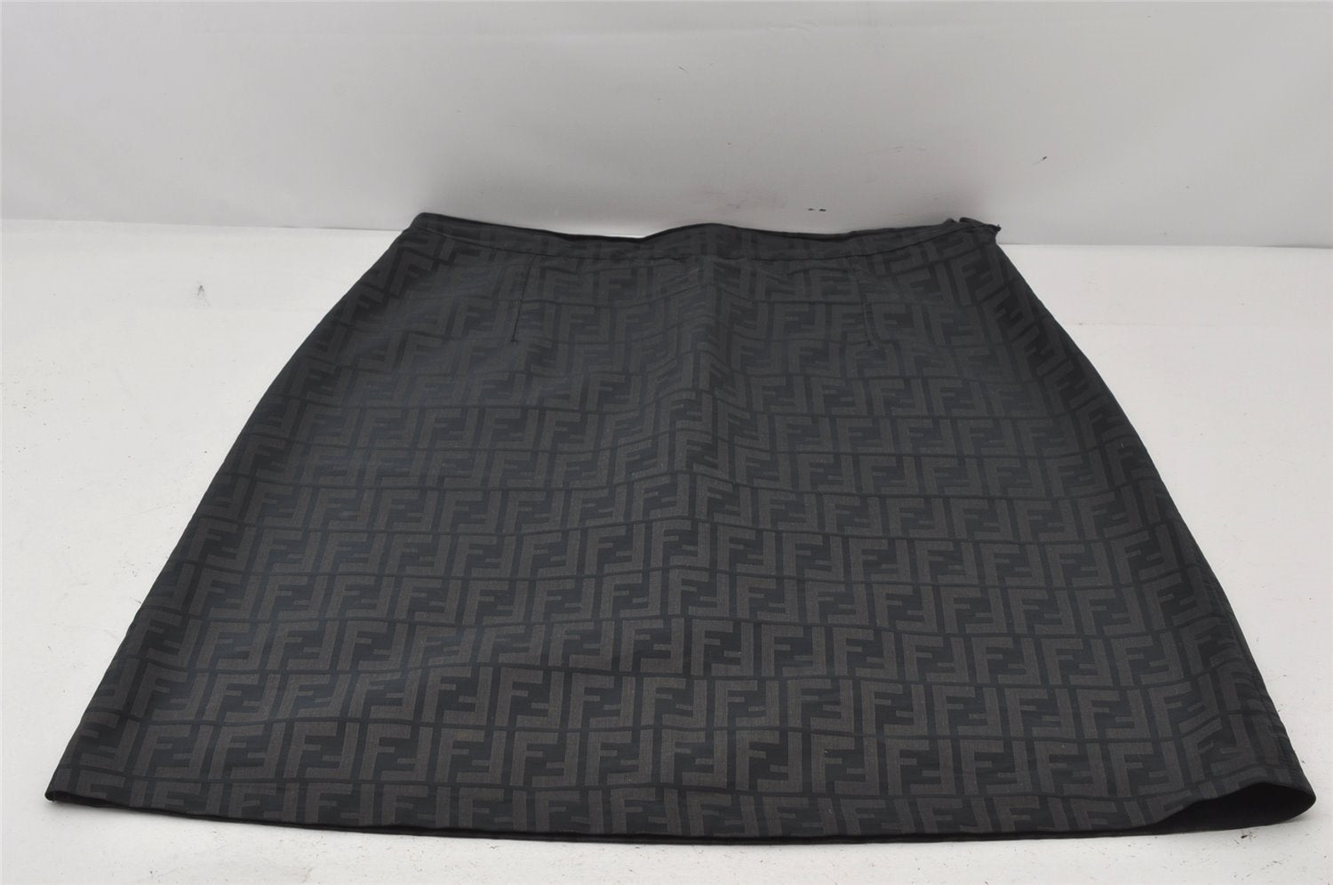 Authentic FENDI Vintage Zucca Skirt Nylon USA 8 Size 36 inch Navy Blue 7119K