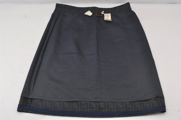 Authentic FENDI Vintage Zucca Skirt Nylon USA 8 Size 36 inch Navy Blue 7119K