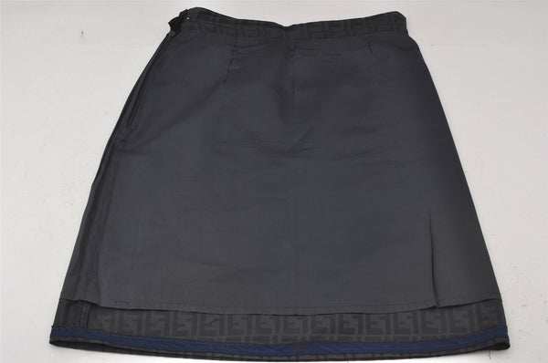 Authentic FENDI Vintage Zucca Skirt Nylon USA 8 Size 36 inch Navy Blue 7119K