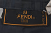 Authentic FENDI Vintage Zucca Skirt Nylon USA 8 Size 36 inch Navy Blue 7119K