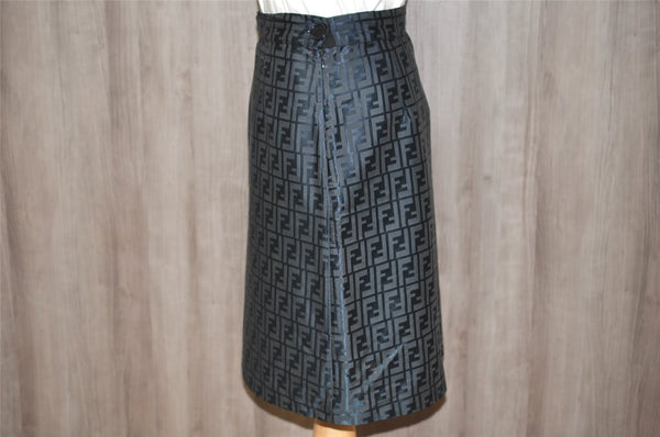 Authentic FENDI Vintage Zucca Skirt Nylon USA 8 Size 36 inch Navy Blue 7119K