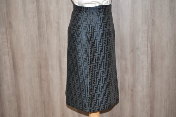 Authentic FENDI Vintage Zucca Skirt Nylon USA 8 Size 36 inch Navy Blue 7119K